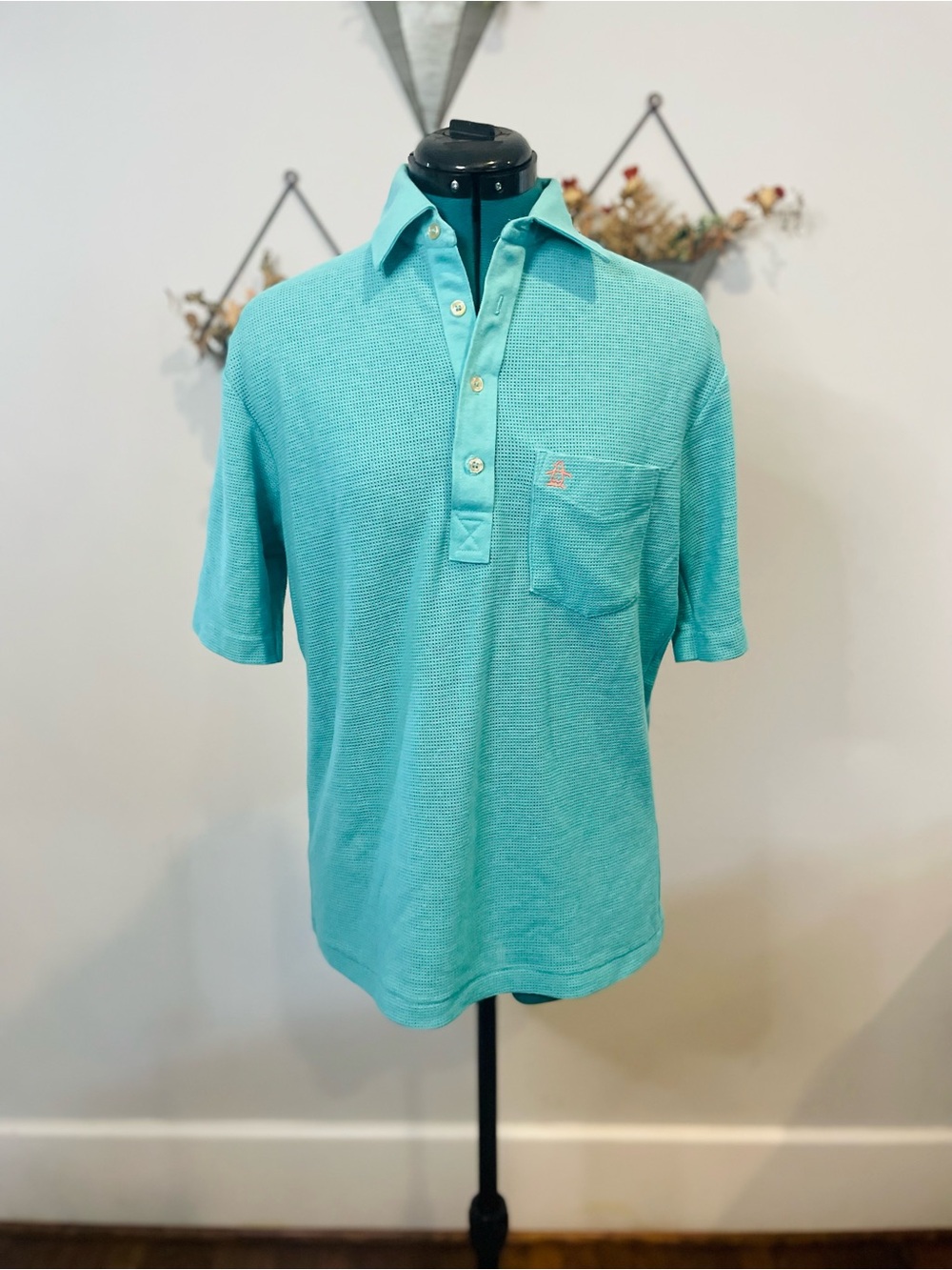 Grand Slam Men's Turquoise Short-Sleeve Polo with Chest Pocket